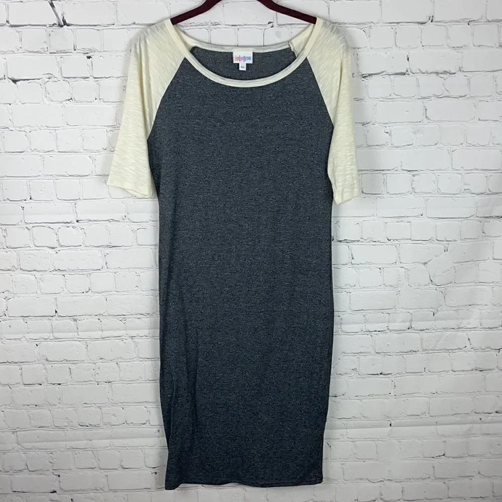 LuLaRoe Julia Dress - Gray and Cream
